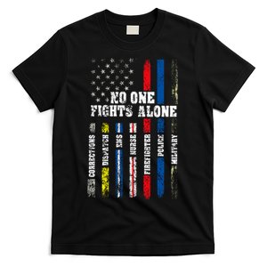 American Flag Thin Line Police Fire Military Nurse Responder T-Shirt