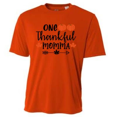 Autumn Fall Thanksgiving Graphic One Thankful Momma Meaningful Gift Cooling Performance Crew T-Shirt