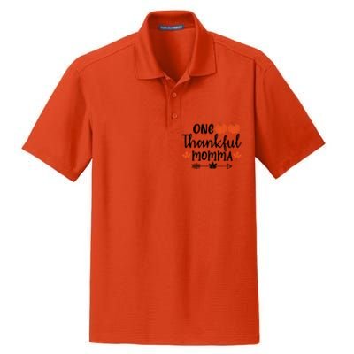 Autumn Fall Thanksgiving Graphic One Thankful Momma Meaningful Gift Dry Zone Grid Polo