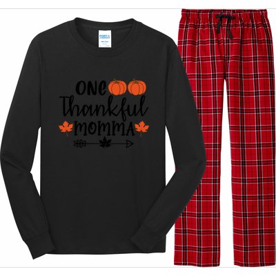 Autumn Fall Thanksgiving Graphic One Thankful Momma Meaningful Gift Long Sleeve Pajama Set