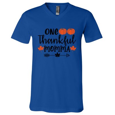 Autumn Fall Thanksgiving Graphic One Thankful Momma Meaningful Gift V-Neck T-Shirt