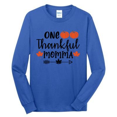 Autumn Fall Thanksgiving Graphic One Thankful Momma Meaningful Gift Tall Long Sleeve T-Shirt