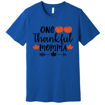 Autumn Fall Thanksgiving Graphic One Thankful Momma Meaningful Gift Premium T-Shirt