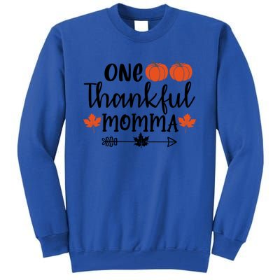 Autumn Fall Thanksgiving Graphic One Thankful Momma Meaningful Gift Tall Sweatshirt