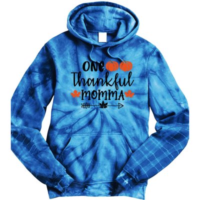 Autumn Fall Thanksgiving Graphic One Thankful Momma Meaningful Gift Tie Dye Hoodie