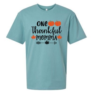 Autumn Fall Thanksgiving Graphic One Thankful Momma Meaningful Gift Sueded Cloud Jersey T-Shirt