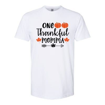 Autumn Fall Thanksgiving Graphic One Thankful Momma Meaningful Gift Softstyle CVC T-Shirt