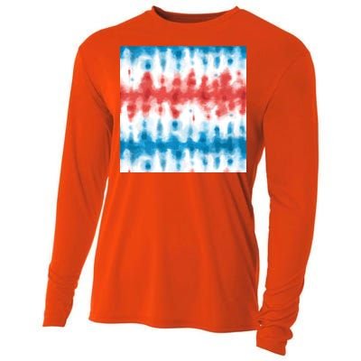 American Flag Tye Die Pattern Cooling Performance Long Sleeve Crew