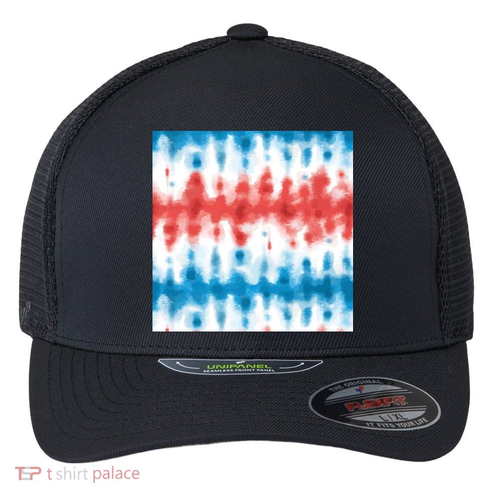 American Flag Tye Die Pattern Flexfit Unipanel Trucker Cap