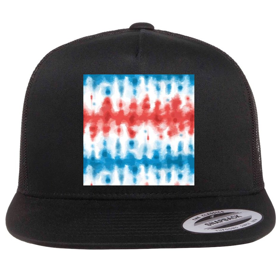 American Flag Tye Die Pattern Flat Bill Trucker Hat