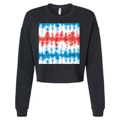 American Flag Tye Die Pattern Cropped Pullover Crew