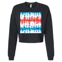 American Flag Tye Die Pattern Cropped Pullover Crew