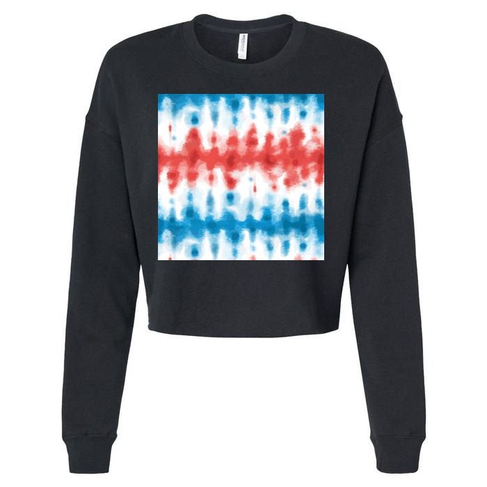 American Flag Tye Die Pattern Cropped Pullover Crew