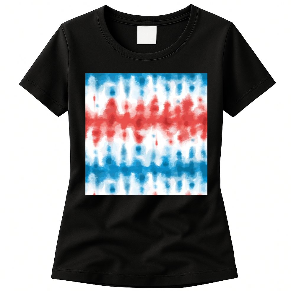 American Flag Tye Die Pattern Womens T-Shirt