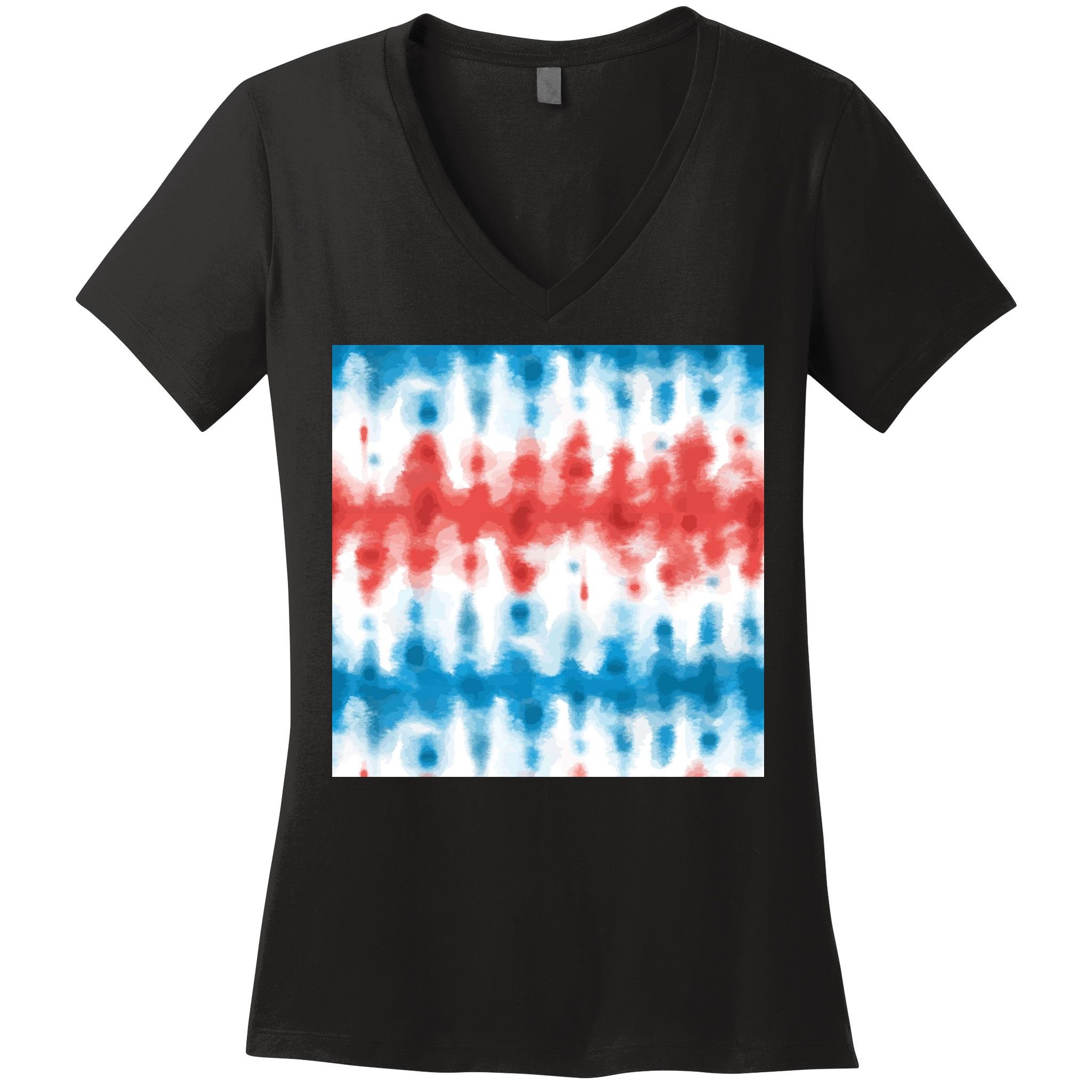 American Flag Tye Die Pattern Women's V-Neck T-Shirt