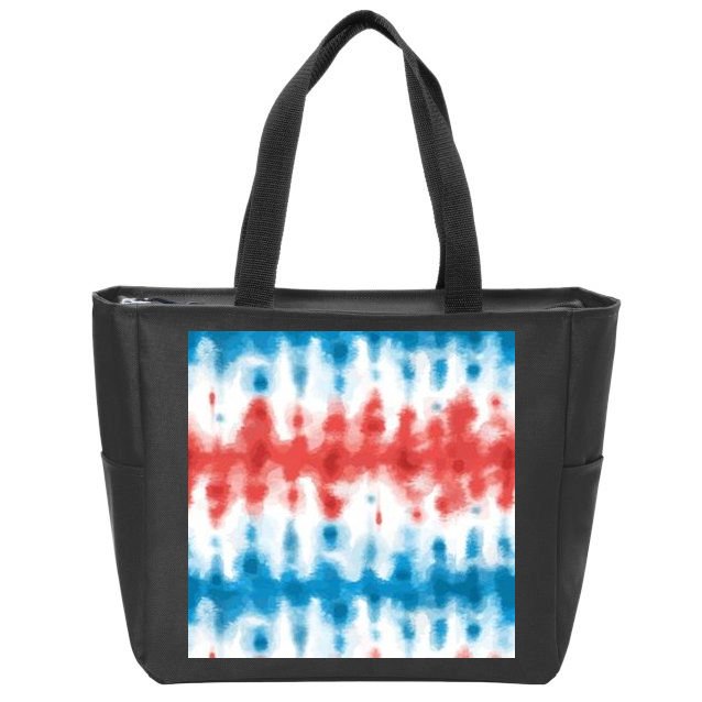 American Flag Tye Die Pattern Zip Tote Bag