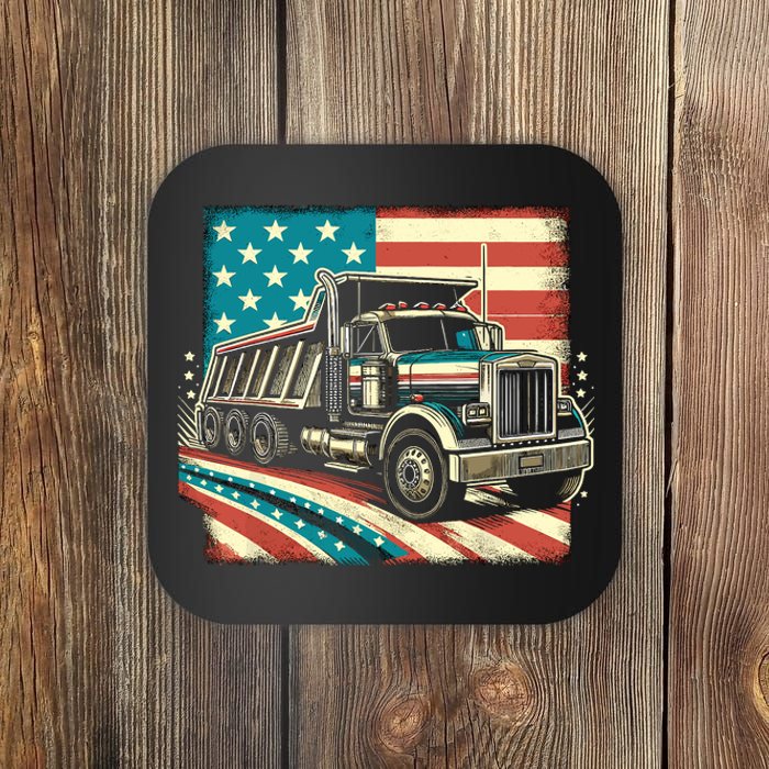 American Flag Trucker Dump Truck Driver Coaster