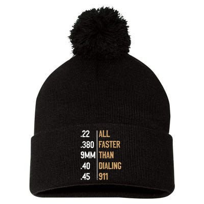 All Faster Than Dialing 911 Gun Ammo Lovers Pom Pom 12in Knit Beanie