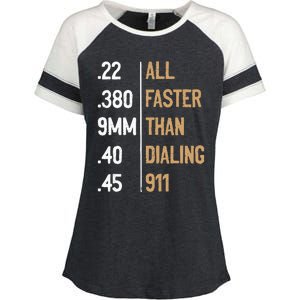 All Faster Than Dialing 911 Gun Ammo Lovers Enza Ladies Jersey Colorblock Tee