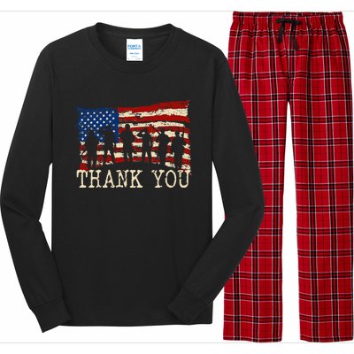 American Flag Thank You Veterans Proud Veteran Long Sleeve Pajama Set