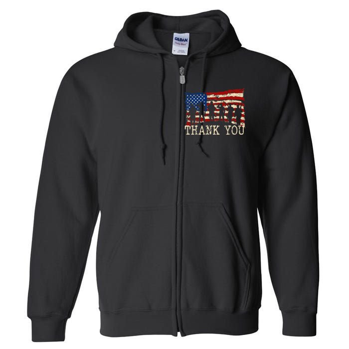 American Flag Thank You Veterans Proud Veteran Full Zip Hoodie