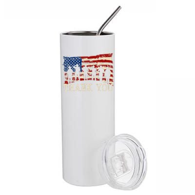 American Flag Thank You Veterans Proud Veteran Stainless Steel Tumbler