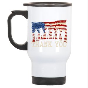 American Flag Thank You Veterans Proud Veteran Stainless Steel Travel Mug