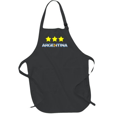 Argentina Flag Three Stars Full-Length Apron With Pockets