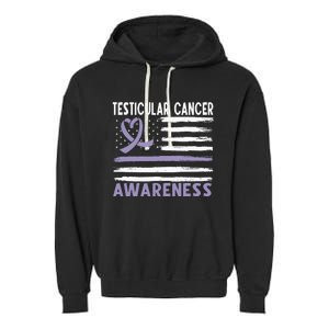 American Flag Testicular Cancer Awareness Garment-Dyed Fleece Hoodie