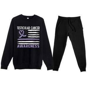 American Flag Testicular Cancer Awareness Premium Crewneck Sweatsuit Set