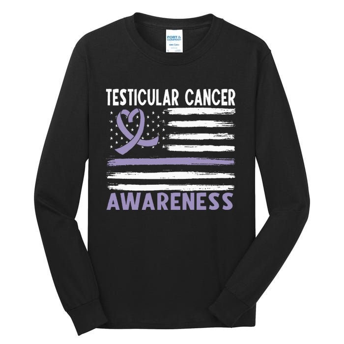 American Flag Testicular Cancer Awareness Tall Long Sleeve T-Shirt