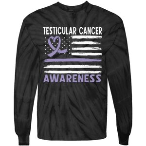 American Flag Testicular Cancer Awareness Tie-Dye Long Sleeve Shirt