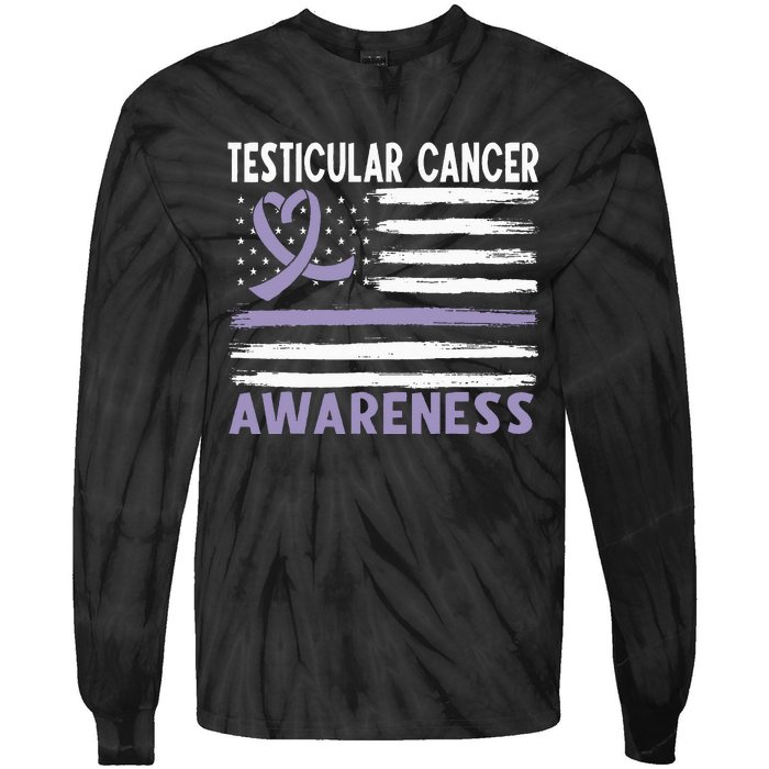 American Flag Testicular Cancer Awareness Tie-Dye Long Sleeve Shirt