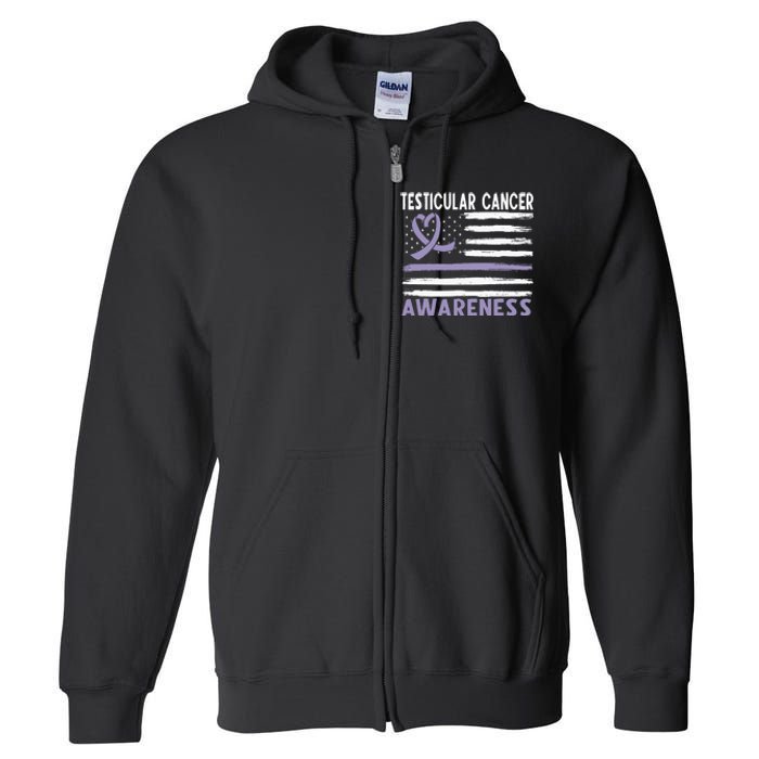 American Flag Testicular Cancer Awareness Full Zip Hoodie