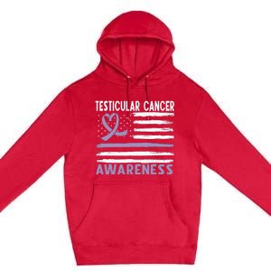 American Flag Testicular Cancer Awareness Premium Pullover Hoodie