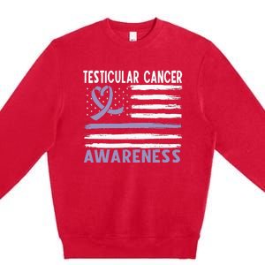 American Flag Testicular Cancer Awareness Premium Crewneck Sweatshirt