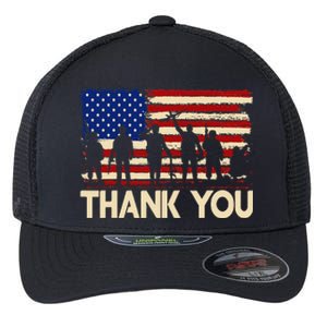 American Flag Thank You Veterans Memorial Day Flexfit Unipanel Trucker Cap