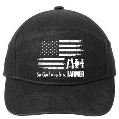 American Flag Tractor So God Made A Farmer T 7-Panel Snapback Hat
