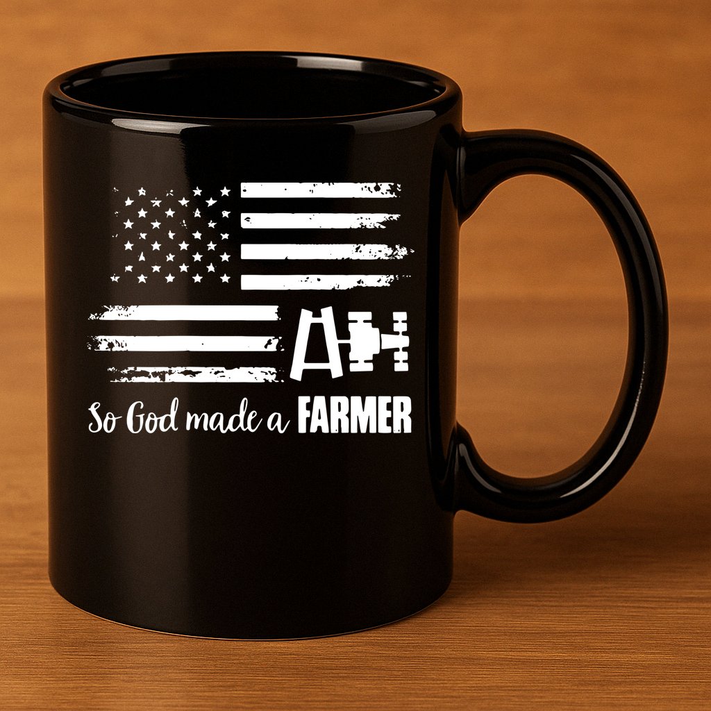 American Flag Tractor So God Made A Farmer T 11oz C Handle Ceramic Mug