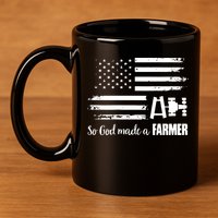 American Flag Tractor So God Made A Farmer T 11oz C Handle Ceramic Mug