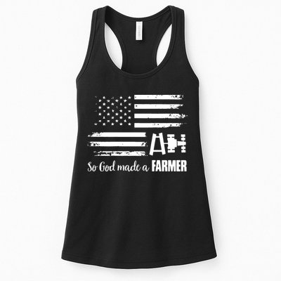 American Flag Tractor So God Made A Farmer T Womens Tank Top