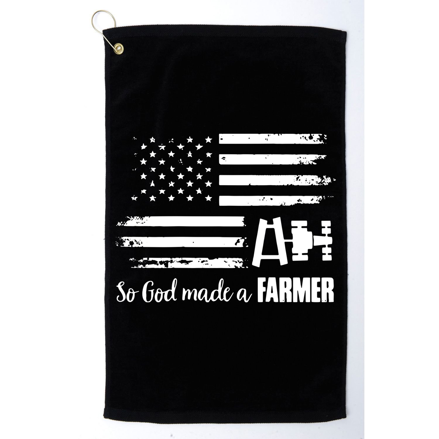 American Flag Tractor So God Made A Farmer T Golf Towel