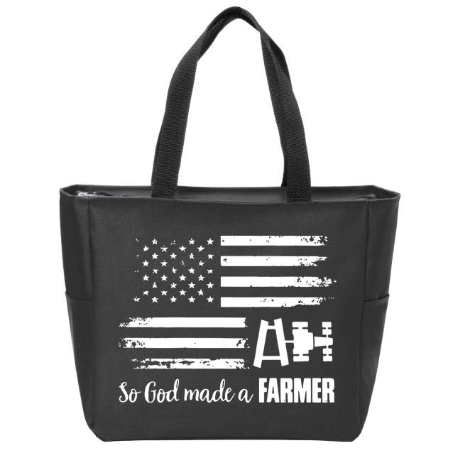 American Flag Tractor So God Made A Farmer T Zip Tote Bag
