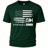 American Flag Tractor So God Made A Farmer T Cooling Performance Crew T-Shirt