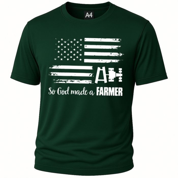 American Flag Tractor So God Made A Farmer T Cooling Performance Crew T-Shirt