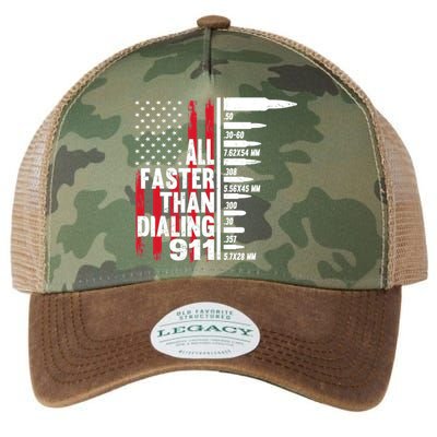 All Faster Than Dialing 911 American Flag Gun Lover Legacy Tie Dye Trucker Hat