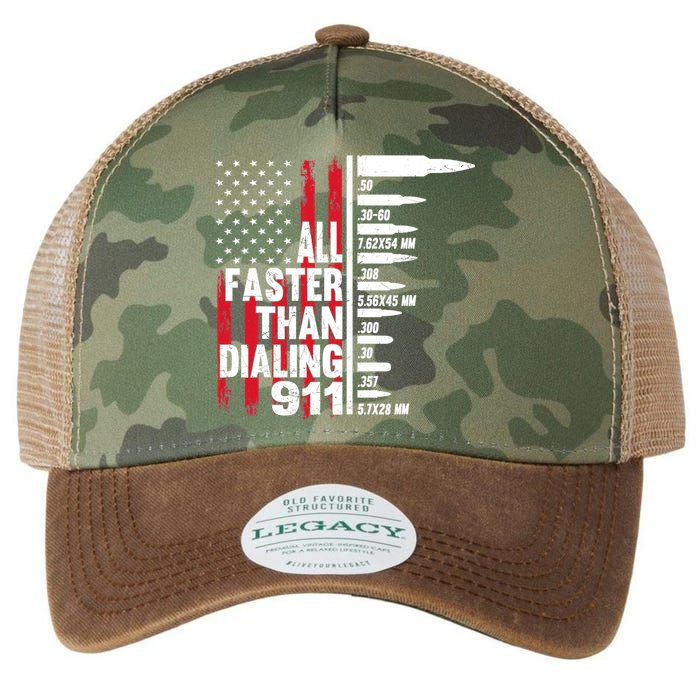 All Faster Than Dialing 911 American Flag Gun Lover Legacy Tie Dye Trucker Hat