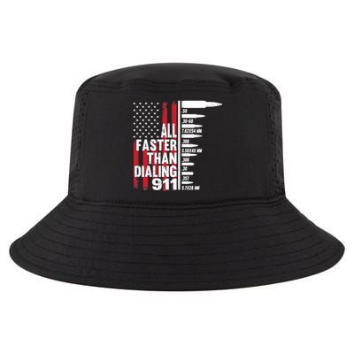 All Faster Than Dialing 911 American Flag Gun Lover Cool Comfort Performance Bucket Hat