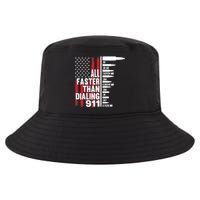 All Faster Than Dialing 911 American Flag Gun Lover Cool Comfort Performance Bucket Hat