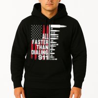 All Faster Than Dialing 911 American Flag Gun Lover Hoodie